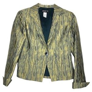 𝅺JONES NEW YORK COLLECTION Teal, Tan & Gold Single Button Blazer - Size 4